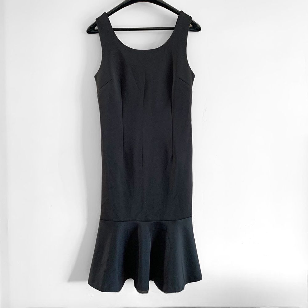 Carmen Marc Valvo Black Ruffle Hem Dress